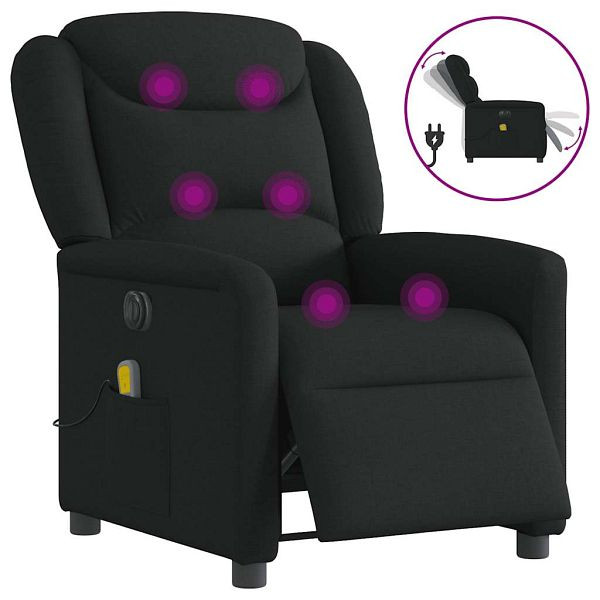 vidaXL Massagesessel Elektrisch Schwarz Stoff, 3303186, 8721102961687