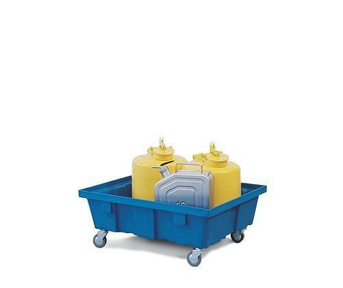DENIOS Fahrbare Auffangwanne PolySafe FSR 6.2 aus Polyethylen (PE), ohne Gitterrost, für 1 Fass à 60 l, 129161