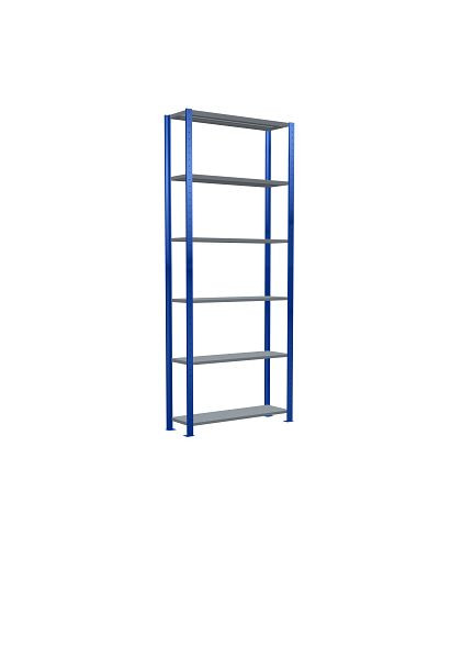 Schulte Grundregal, Steckregal MULTIplus330, 2500 x 1000 x 300 mm, 6 Fachböden, Kreuzstrebe, RAL 5010 enzianblau/verzinkt, 13931-B