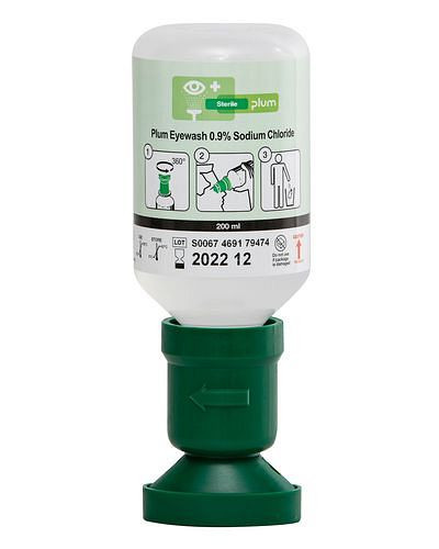 DENIOS Augenspülflasche MONO mit 200 ml 0,9 %iger Kochsalzlösung (Natriumchlorid), VE: 0,2 Liter, 145-539