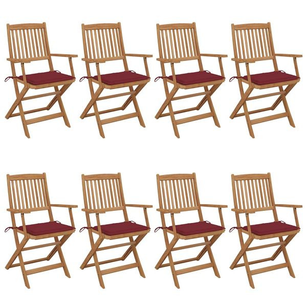 vidaXL Klappbare Gartenstühle 8 Stück mit Kissen Massivholz Akazie, 3074976