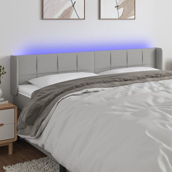 vidaXL LED Kopfteil Hellgrau 163x16x78/88 cm Stoff, 3123242