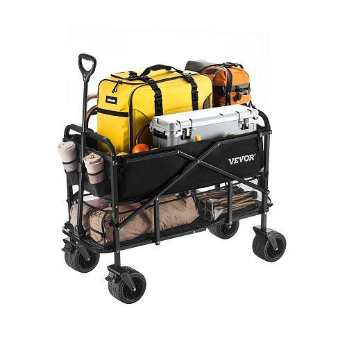 VEVOR Faltbarer Bollerwagen 112x56x80 cm, bis 204 kg, mit Geländerädern, für Camping, Sport, Einkaufen, Outdoor, ZDHYBXSSTCHS4GGRTV0