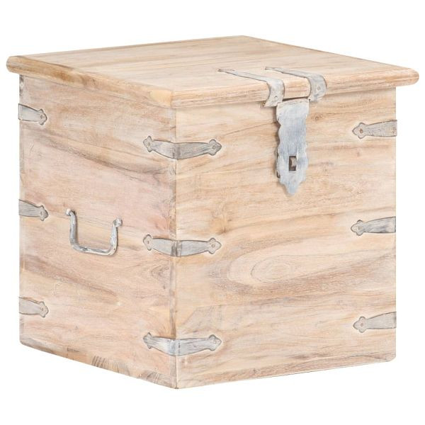 vidaXL Truhe 40x40x40 cm Akazie Massivholz, weißes Finish, 289646