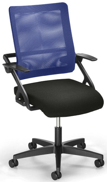 Deskin Bürostuhl SITNESS 60-3D NET mit Armlehnen, Blau/Schwarz, 600 x 800 x 600 mm, 284498
