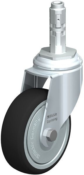 Blickle LKRA-PATH 101K-11-FK-E12 Apparate-Lenkrolle mit Expander, Thermoplastisches Polyurethan, Grau, 848823