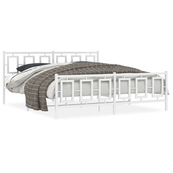 vidaXL Bettgestell mit Kopf- und Fußteil Metall Weiß 183x213 cm, 374313