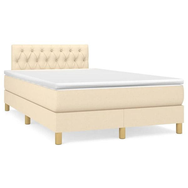 vidaXL Boxspringbett mit Matratze Creme 120x190 cm Stoff, 3269798