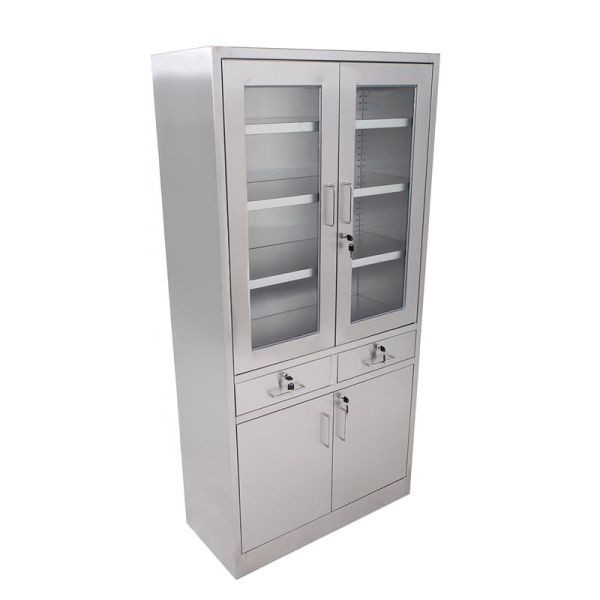 ALLPAX Edelstahlschrank, Oberschrank mit Glastüren, 2 Einlegeböden, 10023024;9135, 4065687008981