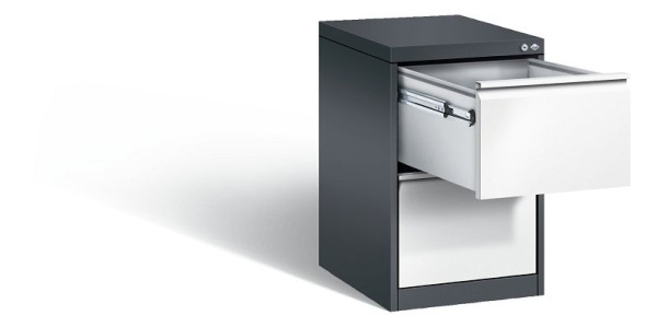 C+P Hängeregistraturschrank Acurado, H733xB433xT590mm, Farbe: Schwarzgrau / Verkehrsweiß, Griffleiste, 12412-311 S10070