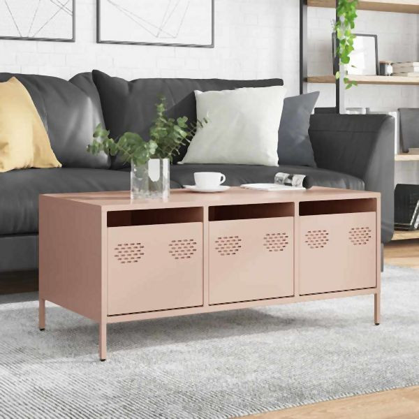 vidaXL Couchtisch Rosa 101,5x50x43,5 cm Kaltgewalzter Stahl, 851269