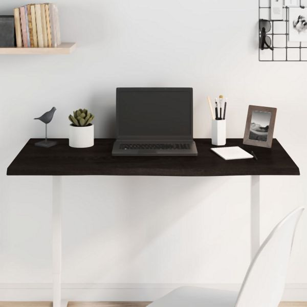 vidaXL Tischplatte Dunkelbraun 100x50x2 cm Massivholz Eiche Behandelt, 3156428