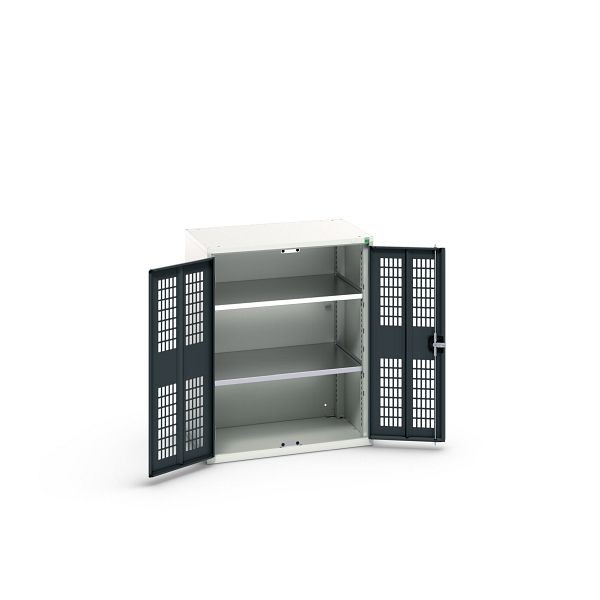 bott verso Flügeltürschrank mit Belüftung, mit 2 Fachböden, BxTxH: 800 x 550 x 1000 mm, Lichtgrau / Anthrazitgrau, 16926742.19