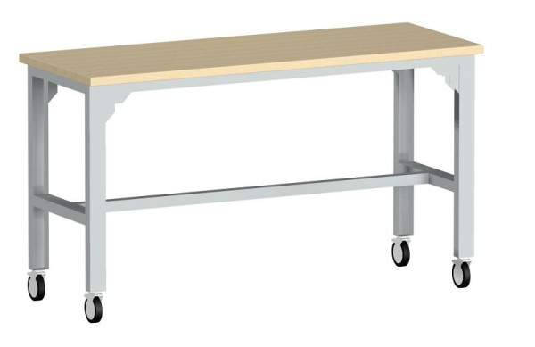 bott cubio Werkbank mobil höhenverstellbar mit 3 Querstreben und Multiplex-Platte BxTxH: 2000 x 750 x 840-1140 mm Multiplex RAL 7035, 41003292.16V