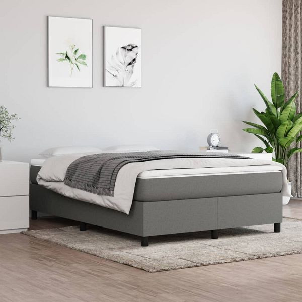 vidaXL Boxspringbett mit Matratze Dunkelgrau 140x200 cm Stoff, 3144424