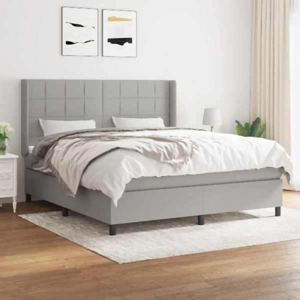 vidaXL Boxspringbett mit Matratze Hellgrau 180x200 cm Stoff, 3131449