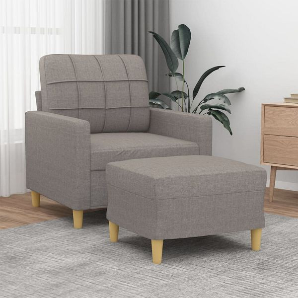 vidaXL Sessel mit Hocker Taupe 60 cm Stoff, 3201000, 8721012059672