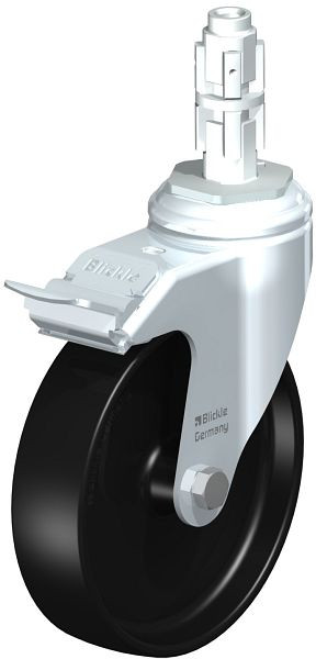 Blickle LKRA-POA 125G-11-FI-E13 Apparate-Lenkrolle mit Rückenloch & Feststeller, Polyamid, Schwarz, 320069