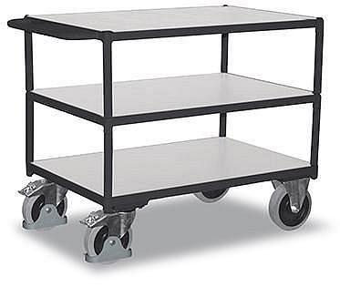 VARIOfit Schwerer ESD Tischwagen mit 3 Ladeflächen, Außenmaße: 1.190 x 700 x 920 mm (BxTxH), sw-700.662