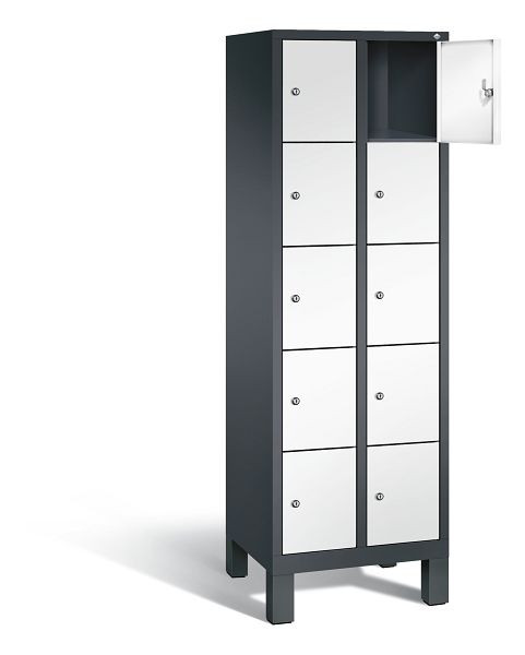 C+P Schließfachschrank Evolo, H1850xB610xT500mm, Farbe: Schwarzgrau / Verkehrsweiß, 48010-205 S10113