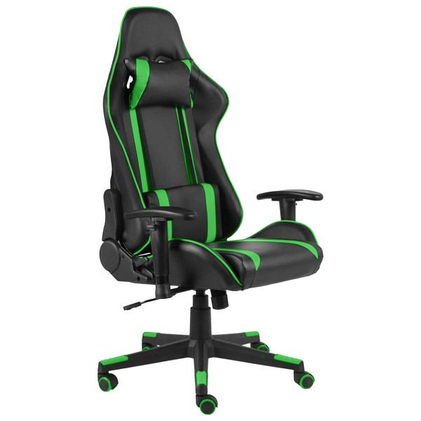 vidaXL Gaming-Stuhl Drehbar Schwarz und Grün PVC, 20480