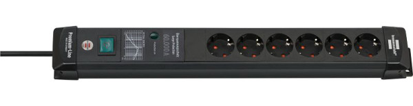 Brennenstuhl Premium-Line 60.000A Überspannungsschutz-Steckdosenleiste 6-fach schwarz 3m H05VV-F 3G1,5, 1951160401