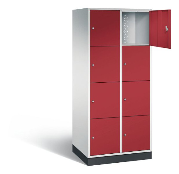 C+P XL-Schließfachschrank Intro, H1950xB820xT590mm, Farbe: Lichtgrau / Rubinrot, 8470-203 S10052