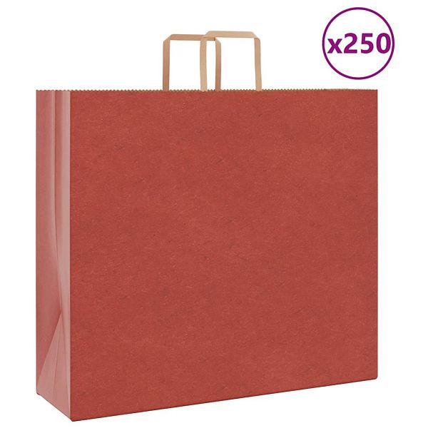 vidaXL Papiertragetaschen 250 Stk. mit Henkeln Rot 54x15x49 cm, 4101990