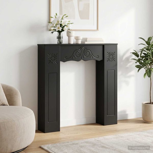 vidaXL Kaminumrandung Schwarz 102 x 20 x 102 cm Holzwerkstoff, 8006634