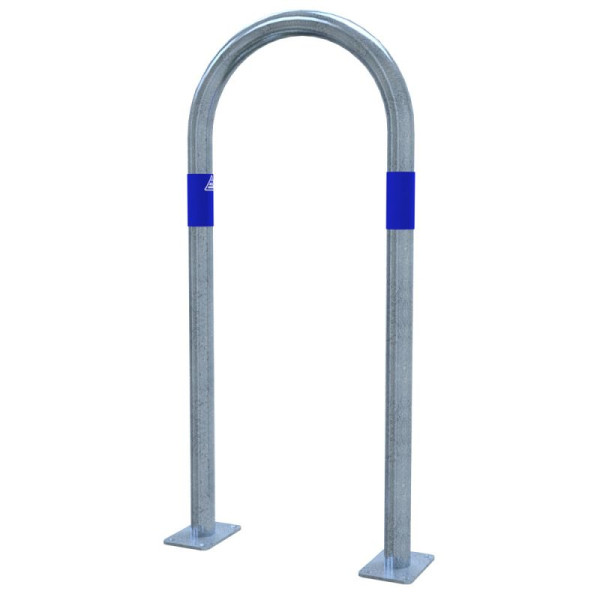 STEIN HGS Absperrbügel zum Aufdübeln aus Stahlrohr Ø 48 mm, Breite 460 mm, silber, blau, blau, 80469.0010