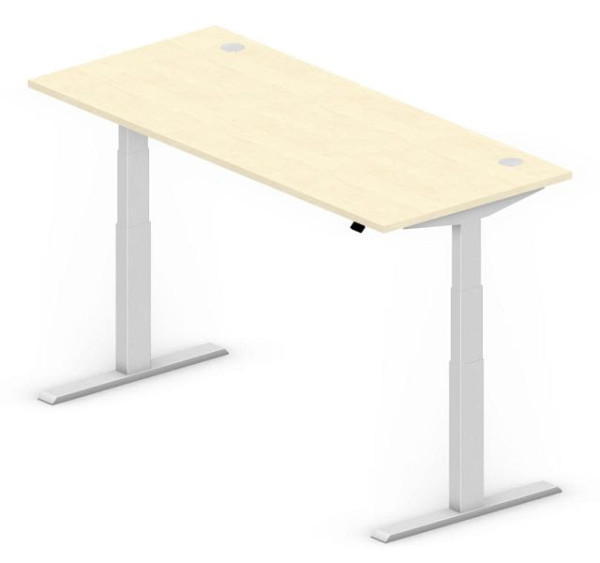 Deskin Sitz-/Stehtisch COMFORT MULTI M, Ahorndekor, 2000 x 800 x 640-1300 mm, Gestell Alusilber, 331907