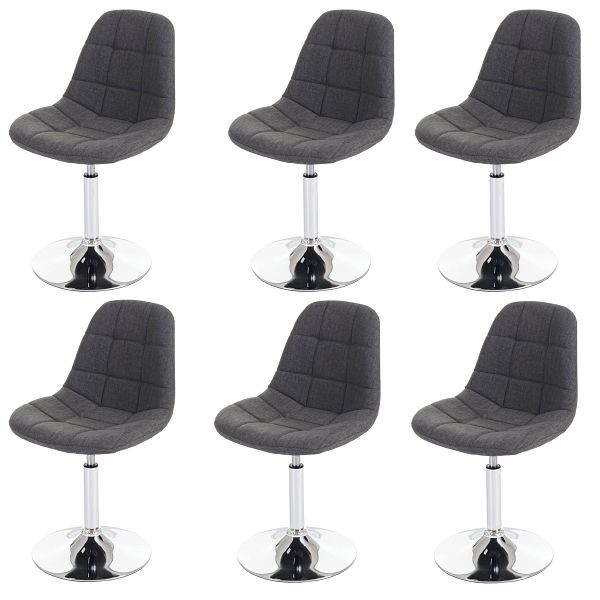 Mendler 6er-Set Esszimmerstuhl HWC-A60, Stuhl Drehstuhl, Chrom, Textil hellgrau, 47842+47842+47842