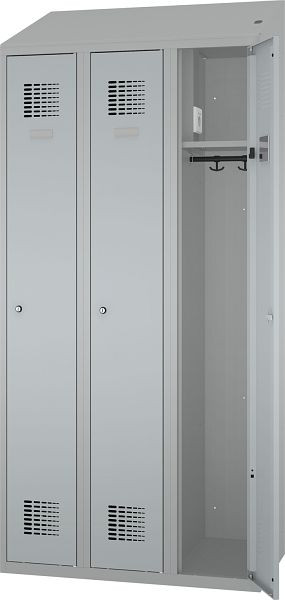 Eurobox Umkleidespind Strom, 3 Abteile, mit Steckdose, 300 mm, ohne Füße, 1000-030301