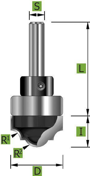 Edessö Classic Fräser HW, Schaft-Kugellager, A: 35, R1: 6,35, B: 14,3, C: 12, 105335012