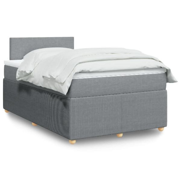 vidaXL Boxspringbett mit Matratze Hellgrau 120x200 cm Stoff, 3289716