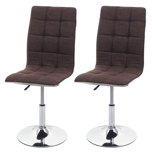 Mendler 2er-Set Esszimmerstuhl HWC-C41, Stuhl Küchenstuhl, höhenverstellbar drehbar, Stoff/Textil, braun, 74271