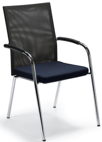 Deskin Besucher- und Konferenzstuhl RIVA 4, Schwarz, 570 x 680 x 920 mm, Gestell: Verchromt, 280689