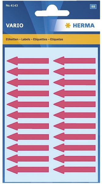 HERMA 4143 Hinweisetiketten Pfeile leuchtrot 38x7 mm 88 Stück, 4143