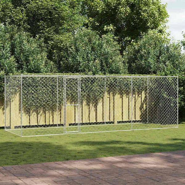 vidaXL Hundekäfig Silber 600 x 200 x 256 cm Verzinkter Stahl, 3368310