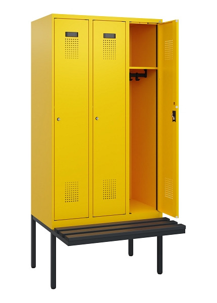 C+P Spind Evolo PLUS, 3 Abteile, 1950x900x815mm, 1023/1023, Zylinderschloss, Material Sitzfläche Kunststoff, 0490405-30 S10103