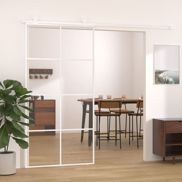 vidaXL Schiebetür ESG Glas und Aluminium 102,5x205 cm Weiß, 151676
