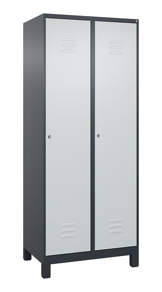 C+P Umkleidespind Classic PLUS mit Mitteltrennwand, Füße, 2 Abteile, 1950x800x500mm, 7016/7035, Zylinderschlösser, 080010-22F S10004