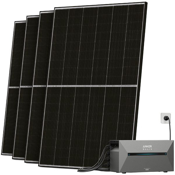 Solarway Balkonkraftwerk 1760W, Anker SOLIX Solarbank 2 E1600 Pro 1,6 kWh Speicher, mit Ziegeldachhalterung, SHY-4-430-D16-ZD-A