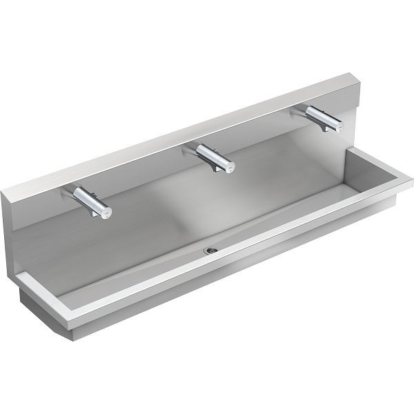 KWC Waschplatzeinheit, PLANOX, Edelstahl, 1800x530x440 mm, 3x Waschplätzen, Waschplatzbatterie elektronisch gesteuert, 3600004044