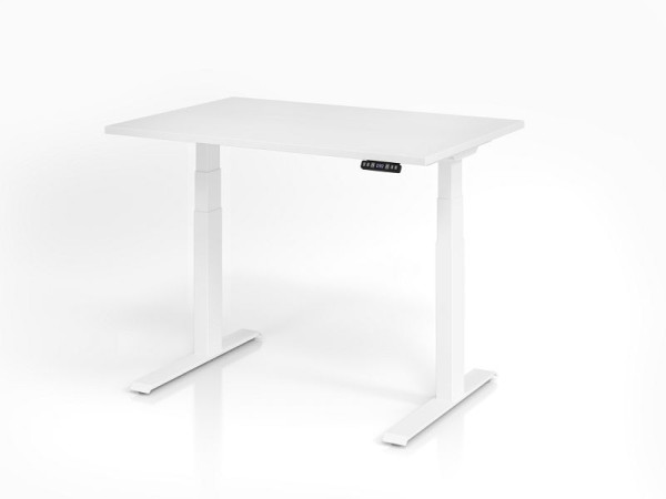 Hammerbacher Schreibtisch XDKB12, 120 x 80 cm, Platte: Weiß, 25 mm dick, ABS-Dickkante, Rechteckform, Weiß, VXDKB12/W/W