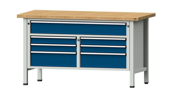 ANKE Werkbänke Kastenwerkbank, Modell 258 V, 1500 x 700 x 840 mm, RAL 7035/5010, BMP 40 mm, 304.128