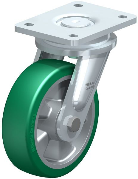 Blickle LO-ALST 160K Stahlgeschweißte Schwerlast-Lenkrolle, Blickle Softhane®, Grün, 579615