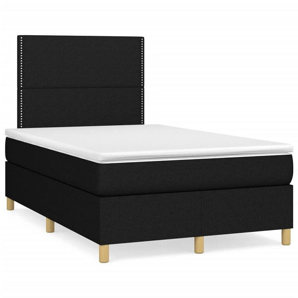 vidaXL Boxspringbett mit Matratze Schwarz 120x190 cm Stoff, 3269925