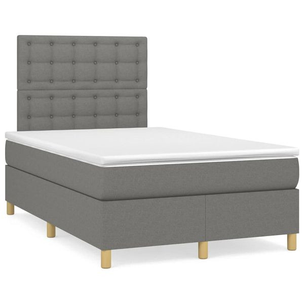 vidaXL Boxspringbett mit Matratze Dunkelgrau 120x190 cm Stoff, 3269959