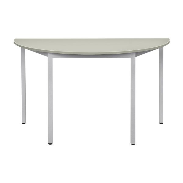 Bisley Mehrzwecktisch, Halbrund, Breite 1400 mm, Tiefe 700 mm, 25mm Tischstärke, 300 aluminium x G grau, MTC25H1407G300